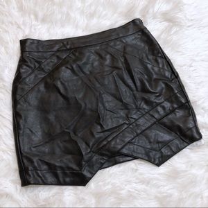 Black Pleather Asymmetrical Skirt Size Medium
